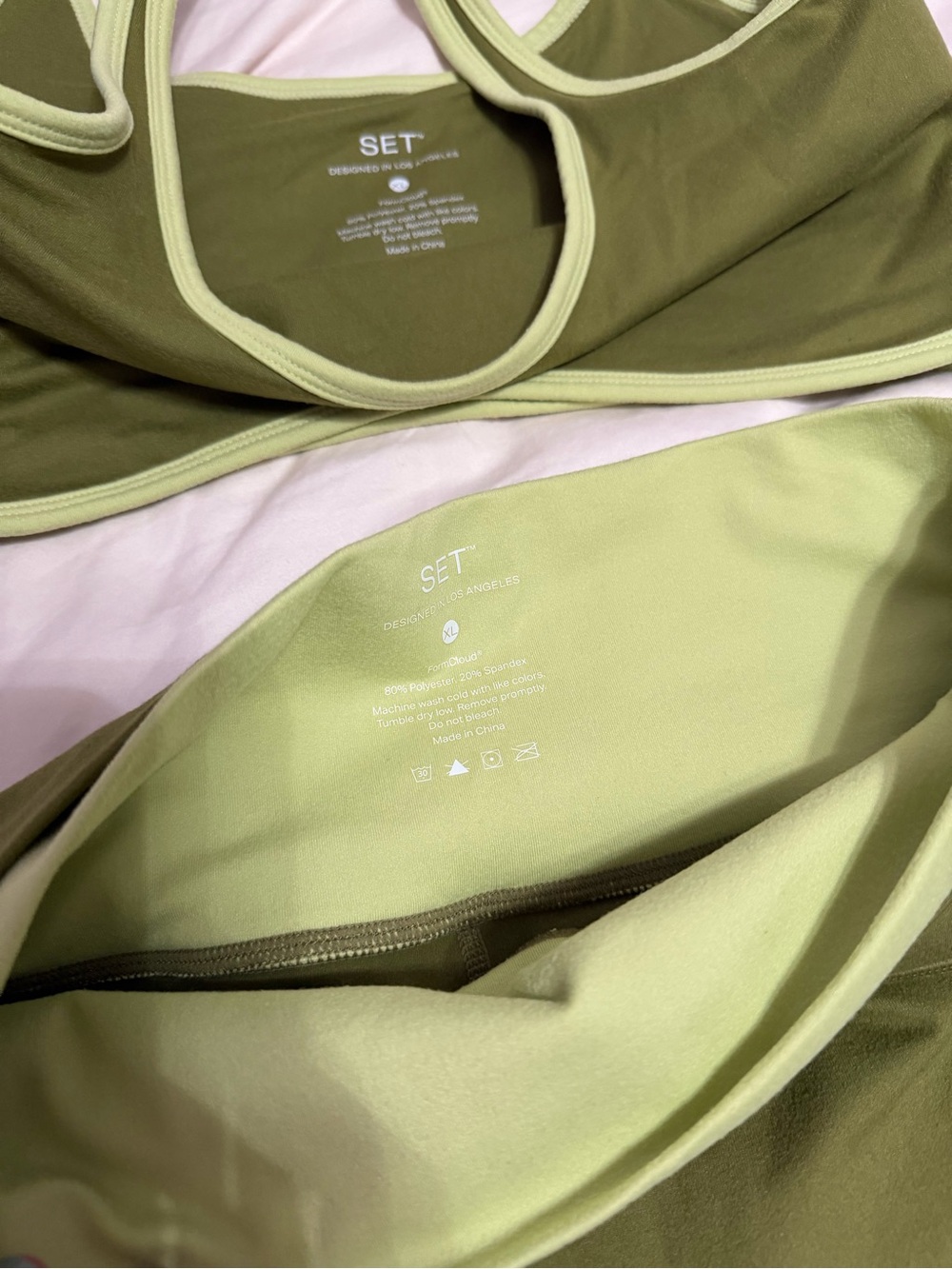 SET Active Resort XL Olive Green Sport Bra and High-Waist Bike Shorts FORMCLOUD - Picture 7 of 7